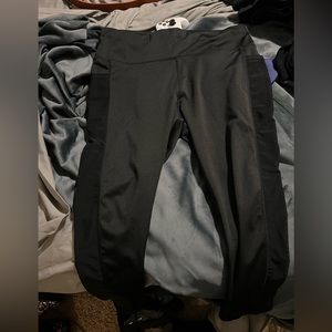 Black Mesh Insert Leggings with Pockets